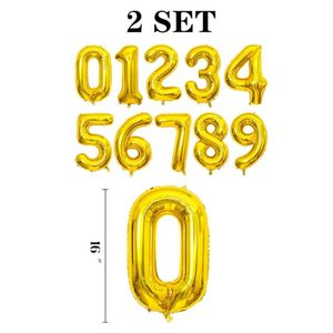 Ballons en aluminium numérique écologiques or et argent de 16/32/40 pouces, chiffres 0-9, pour anniversaires, Saint-Valentin, remise de diplômes - Product Image 2