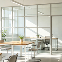 Cloison de bureau acoustique en verre trempé double, cloisons de bureau personnalisables pour postes de travail