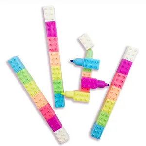 NEU 6 Color Square Mini Stacking Text marker Mini Block bunte stapelbare Bausteine Text marker 6 in 1 Markierung stift