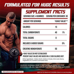 กัมมี่ครีเอทีนโมโนไฮเดรตสำหรับออกกำลังกาย ขายดี ช่วยเสริมสร้างกล้ามเนื้อ เพิ่มความแข็งแรง พลังงาน สำหรับผู้ชายและผู้หญิง ใช้ก่อนออกกำลังกาย - Product Image 2