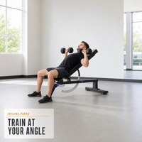 Banc de musculation pliable en cuir et fer REYK, durable, avec support réglable pour exercices de pression, entraînement de force et haltères