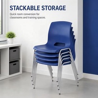 Chaise d'école monobloc en plastique moulé bleu empilable pour élèves du primaire et du collège