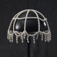 Chapeau en maille perlée élégant fait main Luoyan avec pampilles et perles, accessoires de cheveux, coiffe de mariée