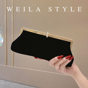 Elegante Fluwelen Handtas Voor Vrouwen Met Strass Sluiting En Lange Kettingriem Ideaal Voor Avondfeest Bruiloft <span class=keywords><strong>Prom</strong></span> Date Night - Product Image 1