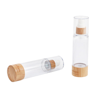 Flacon vide sans air haut de gamme 30ml 50ml 80ml 100ml 120ml pour lotion et crème, emballage cosmétique sous vide en bambou