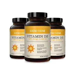 Venda quente OEM Vitamina D3 K2 (MK7) com óleo de coco virgem 240 Softgels Vitamina D3 5000 UI e K2 MK7 100mcg