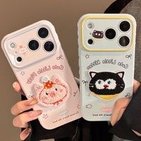 Coque de téléphone portable antichoc en TPU motif chaton de dessin animé mignon pour iPhone 17 Pro Max, 16, 15 Plus, 14, 13 Pro Max