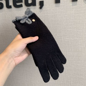 Nouveaux gants d'hiver en mélange de laine premium pour femmes, avec nœud, à deux doigts exposés, compatibles écran tactile, résistants au froid et chauds pour usage quotidien - Product Image 5