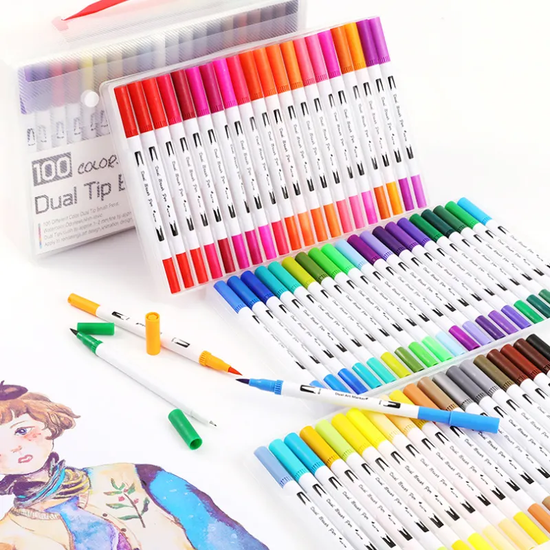 Stazionario fabbrica vendita superiore disegno Maker penne pennarello ad acquerello Fineliner Set di penne colorate pennello da colorare penna punta in feltro