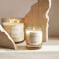 Décoration d'intérieur, bougie parfumée en verre avec étiquette personnalisée de luxe, vente en gros, cire de soja, aromathérapie, coffret cadeau