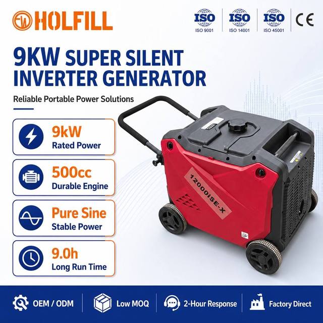 Reliable 9kW Single Phase Portable Super Silent Powerful Gasoline Inverter Generator for SE Asia Residential Backup Power Needs
