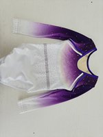 Justaucorps de gymnastique pour filles, manches longues, en tissu doux, imprimé numérique dégradé violet mystique, personnalisable OEM, en stock