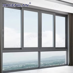ROGENILAN Hot Black Marco de aluminio <span class=keywords><strong>Ventana</strong></span> corredera de tres vías Hueco Vidrio templado Aislamiento térmico Ventanas de puente rotas - Product Image 1