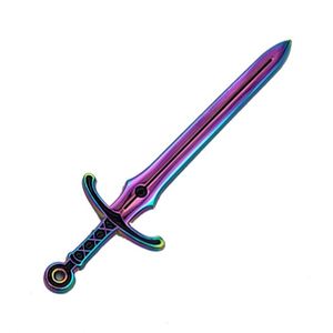 Pin de Solapa Popular de Esmalte Suave Personalizado de Alta Calidad con Diseño de Espada y Baño Arcoíris - Product Image 1