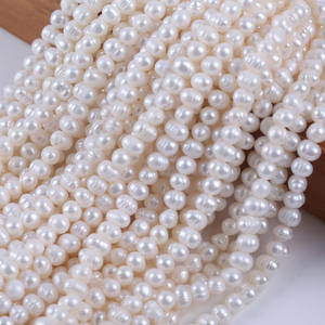 Perlas Naturales de Agua Dulce de Zhuji, 15cm 5-6mm, Hilo Semiterminado para DIY, Collar de Joyería Blanco/Rosa, Venta al por Mayor - Product Image 1