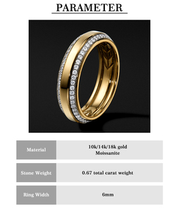 Hailer joyas 10k 14k 18k deux rangées hommes moissanite hip hop pierre or anneaux modèles pour hommes - Product Image 5