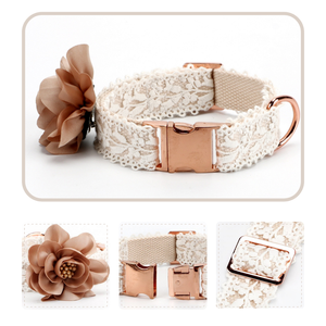 Collier et laisse personnalisés en dentelle beige <span class=keywords><strong>pour</strong></span> <span class=keywords><strong>chien</strong></span> et chat, <span class=keywords><strong>harnais</strong></span> en polyester floral de style H - Durable, <span class=keywords><strong>petit</strong></span>/moyen/grand - Product Image 5