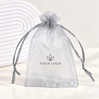 Sac de shopping en organza transparent avec cordon de serrage, imprimé sur mesure, petite pochette cadeau pour bijoux, bonbons et accessoires