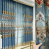 Rideaux Jacquard Brodés de Luxe Européens, Rideaux Transparents Haut de Gamme pour Salon et Chambre à Coucher