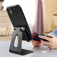 Soporte de teléfono móvil ajustable de escritorio de aluminio, base, soporte, compatible con Apple Samsung y otros teléfonos móviles