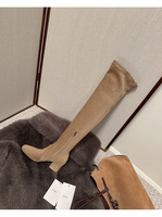 Bottes d'équitation montantes en cuir véritable pour l'hiver, à talon épais et à enfiler