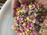 Vente en gros de 500g de paillettes en argile polymère, paillettes colorées en forme de fruits pour la fabrication artisanale, fournitures pour slime DIY