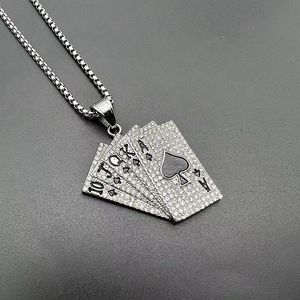 <b>Titanium</b> Steel Playing Card Straight Flush Pendant Necklace With Rhinestones Unisex Party Jewelry - Product Image 2
