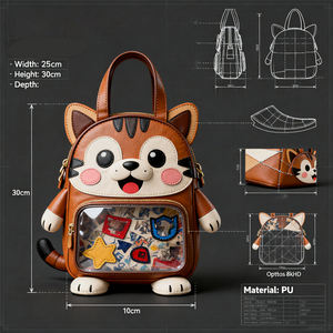 Vente en gros sac Ita transparent tendance personnalisé chat mignon chien sangle unique pour les filles épaule pour l'affichage d'épingles en émail - Product Image 5