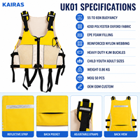 Gilet de sauvetage réglable léger 55-65N OEM pour kayak, SUP, rafting en eaux vives avec bande réfléchissante