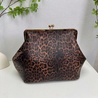 Sac à main pour femme en cuir PU à imprimé léopard, avec fermoir Kiss Lock, pochette d'épaule rétro, sac de soirée bandoulière OEM ODM