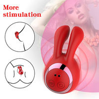 Frauen Erwachsenen-Sexspielzeug Silikon Rabbit G-Punkt Klitoris-Nippel-Vibrator USB Wiederaufladbarer Brustmassager 7 Frequenzen Täglich