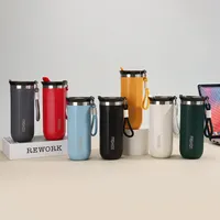 Mug à café isotherme en acier inoxydable à double paroi TY RTS Stock 500 ml avec affichage de la température, écologique, portable, couvercle coulissant