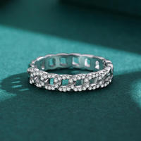 Anillos de Joyería Fina de Lujo con Circonita de Alta Calidad, Anillo de Boda de Plata de Ley 925 con Temperamento Moderno para Mujer