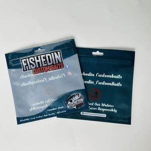 Emballage personnalisé pour appâts de pêche en plastique, pochette plate avec fermeture éclair refermable, trou euro, conception de scellement sur 3 côtés - Product Image 2