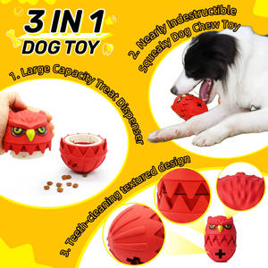 Juguetes para masticar perros chirriantes indestructibles multifuncionales búho interactivo de gran capacidad para dispensar golosinas de comida para perros - Product Image 2
