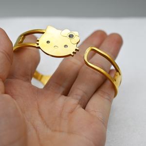 Gioielli in oro acciaio inossidabile gioielli gattino gatto bracciale bracciale per donne bambini - Product Image 4