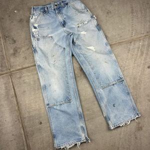 Pantalones Vaqueros Azules Vintage Desgastados con Parches Artísticos, Detalles Desgarrados y Dobladillo Deshilachado, Pantalones de Mezclilla de Tiro Alto con Botones para Hombre - Product Image 3