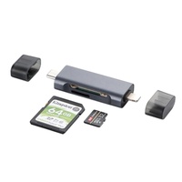 Pembaca Kartu SD TF USB Type C Multifungsi dengan Casing Aluminium, Plug and Play untuk PC, Mac, Android, Windows, Laptop, Desktop