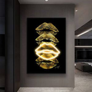 Grande Décoration Murale Mixte pour la Maison : Lèvres Sexy, Néon, Peinture en Porcelaine Cristalline, Pickles, Peinture LED 3D - Product Image 2