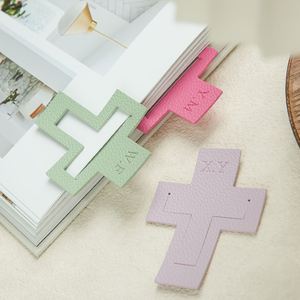 Custom PU Leather Initials Cross <b>Bookmark</b> Personalized Page Marker Corner <b>Bookmark</b> Bible Reading Education Gifts Reusable - Product Image 3