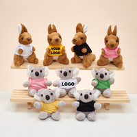 Porte-clés en peluche personnalisé avec logo, 10 cm, adorable koala ou kangourou, breloque de sac, cadeau promotionnel pour enfants, souvenir