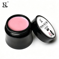 Gel de construction pour ongles HS Custom Logo Builder, sans chaleur et sans HEMA, UV LED, rose, auto-nivelant, en pots, gel dur pour extension d'ongles