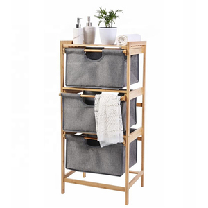 Bamboo <strong>Laundry</strong> Hamper <strong>Basket</strong> <strong>With</strong> Storage Shelf Large Size Organizer and <strong>Legs</strong> - Product Image 1