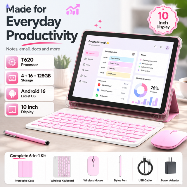 10.1 Inch Android 16 Tablet PC Unisoc T620 Octa Core 4+16+128GB ROM WiFi 6000mAh Business Educational Tablet Learning Pad