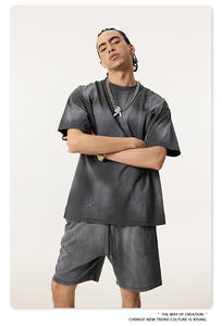 T-shirt Homme Personnalisé avec Logo, Vintage, en Batik Tricoté, Coupe Oversize, Grammage Lourd, Col Rond, Teint, Effet Vieilli et Délavé, Robuste, avec Effet Inversé - Product Image 3