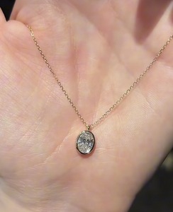 DK выращенное в лаборатории бриллиантовое ожерелье овальной формы с 18-каратным золотым ожерельем в минималистском стиле подарок для вечеринки прямо с завода - Product Image 1