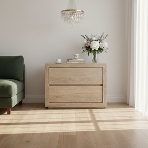 Modern Reclaimed Oak Nightstand with Storage <strong>Thin</strong> Frame Closed <strong>Bedside</strong> <strong>Table</strong> Solid Wood Bedroom Furniture - Product Image 2