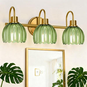 <b>Wall</b> Lamp Green Glass Shade Copper Body E27 LED <b>Wall</b> Mounted European Style Bedroom Living Room <b>Lighting</b> - Product Image 1