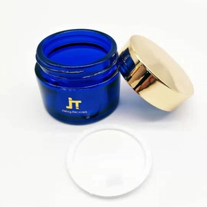 ขวดครีมแก้วใสสีฟ้าขนาด 5 กรัม 30 กรัม 50 กรัม 100 กรัม พร้อมฝาสีทอง  บรรจุภัณฑ์เครื่องสำอางรักษ์โลก  ลดราคา - Product Image 5