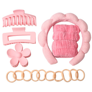 Lot de 16 Pièces/Ensemble : Bracelets Poignets Doux pour Spa, Bandeaux à Nœuds, Pinces à Cheveux Fleuries en Plastique pour Femmes – Accessoires Cheveux en Gros - Product Image 6